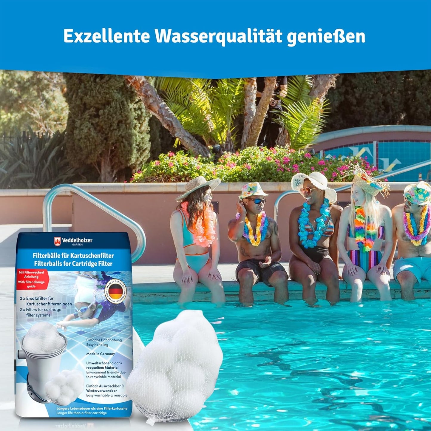 Ersatzfilterbälle für Pool- und Whirlpool-Kartuschenanlagen, 2 Netze, 2