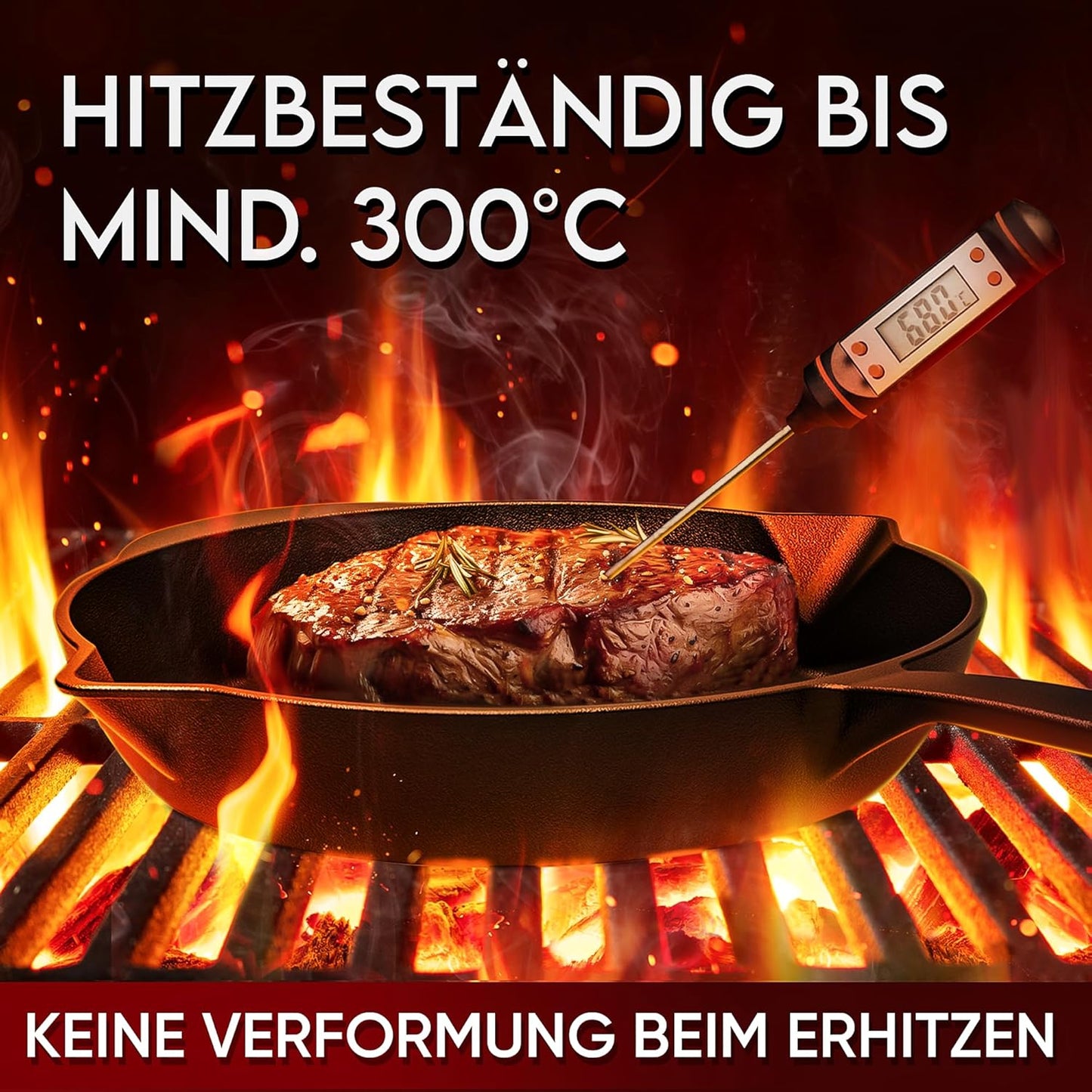 Gusseisenpfanne mit Ledergriffschutz, Bratpfanne 26cm