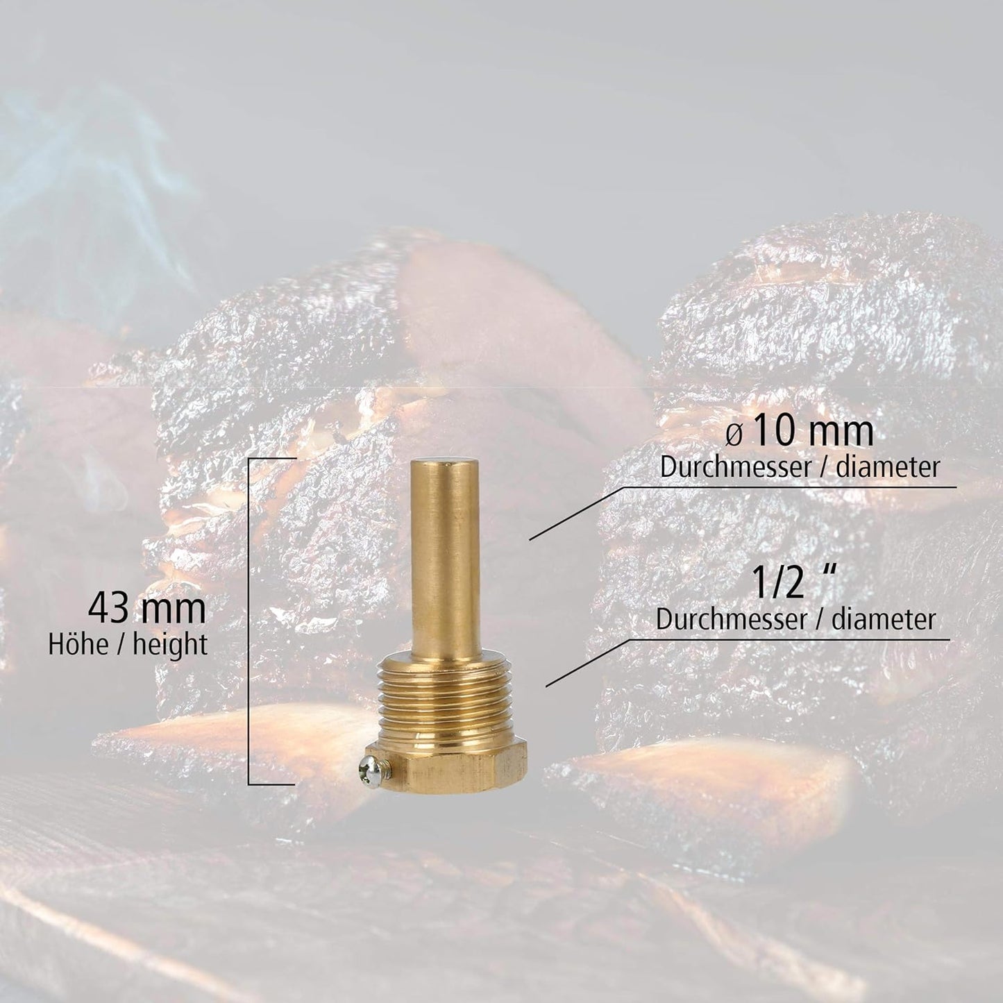 Räucherthermometer mit Messingmutter, 5cm