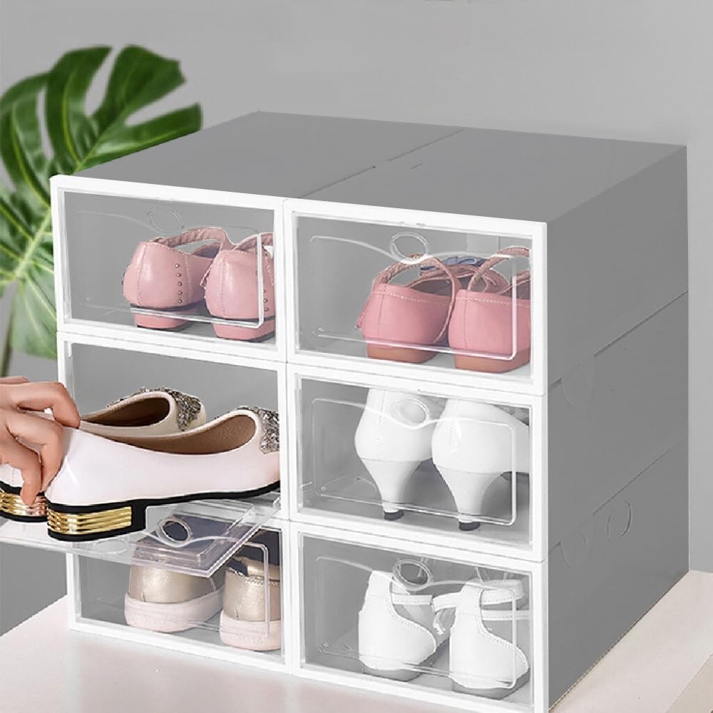 Stapelbares Schuhboxen-Set, Grau