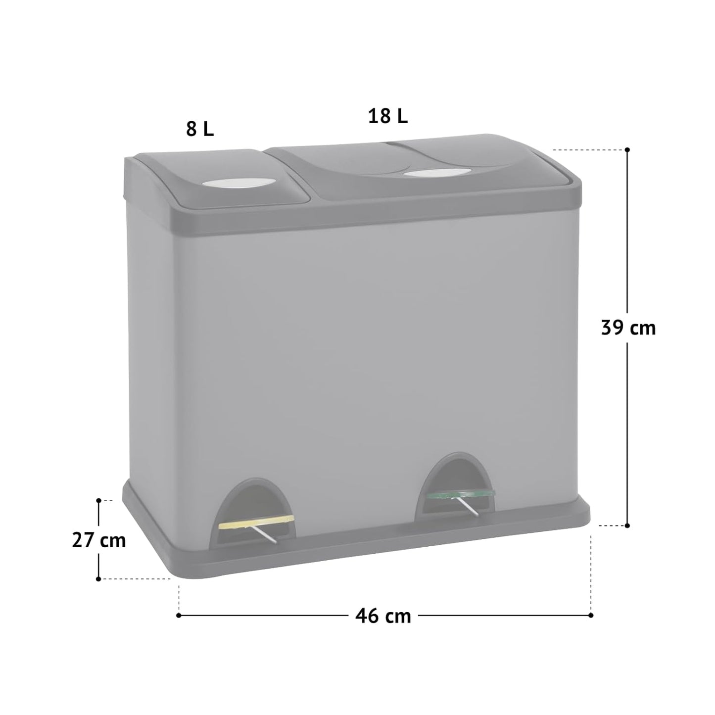 TC2Combo26 Abfalleimer mit Tretfunktion, Grau