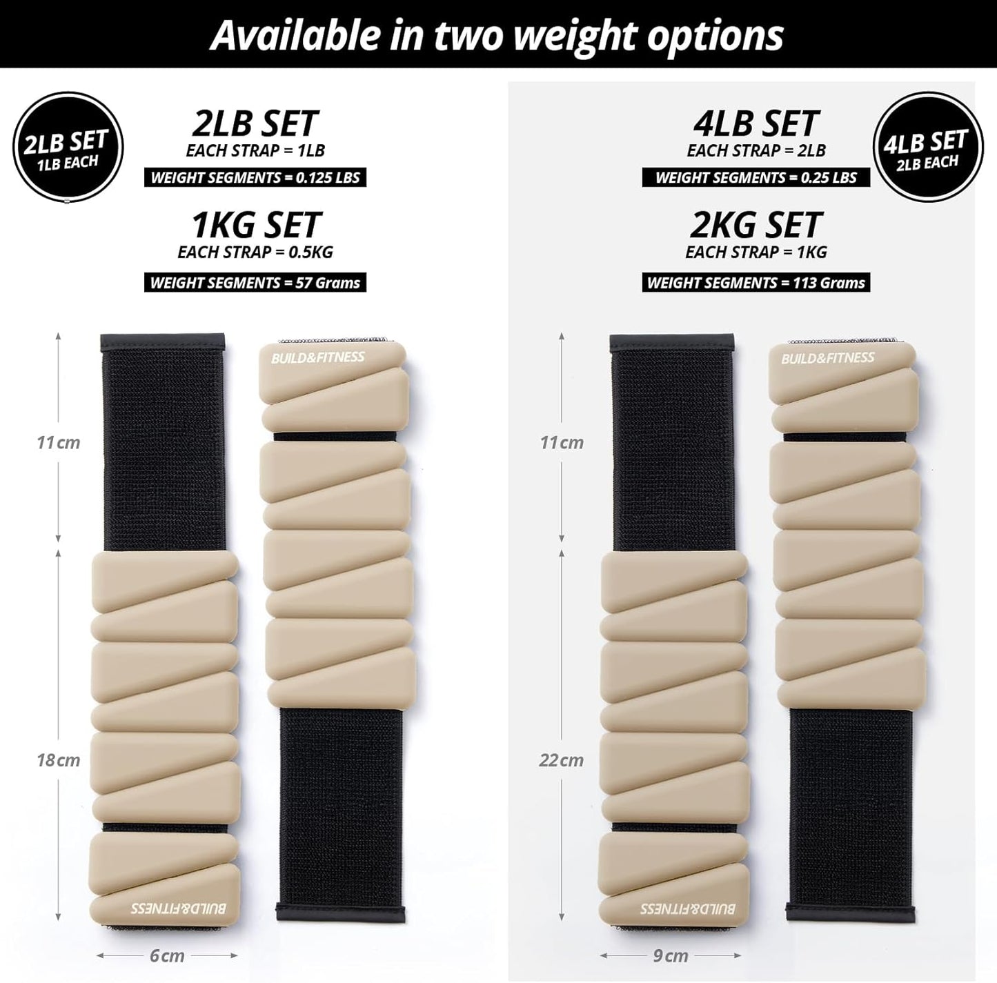 Verstellbare Handgelenk- & Knöchelgewichte, Stein 4LB (2LB each)