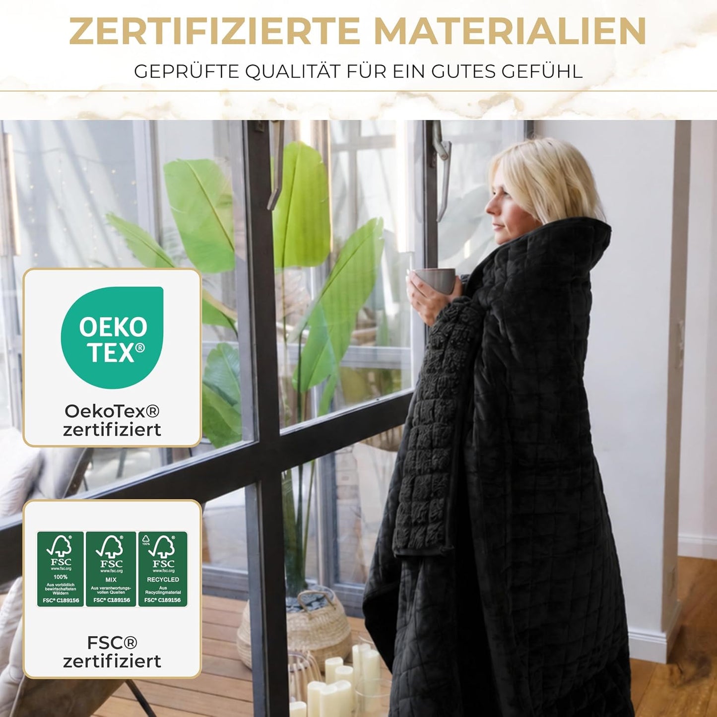 Sherpa Fleece Gewichtsdecke, 12kg, Schwarz 12.0 Kilogramm