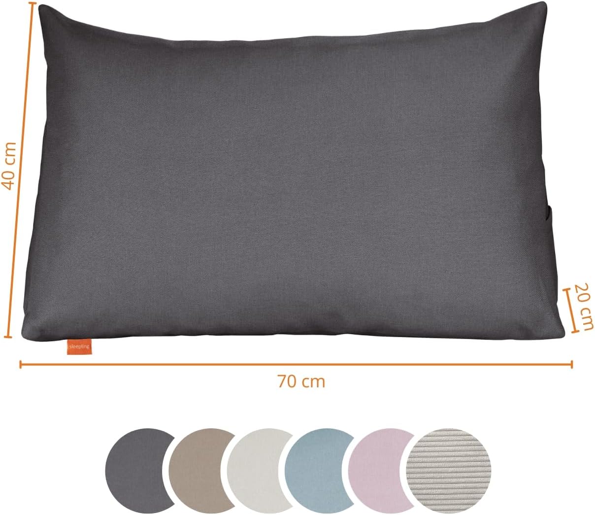 Keilkissen für Rücken und Sofa (70 cm breit), Dunkelgrau 70 x 40 x 20 cm