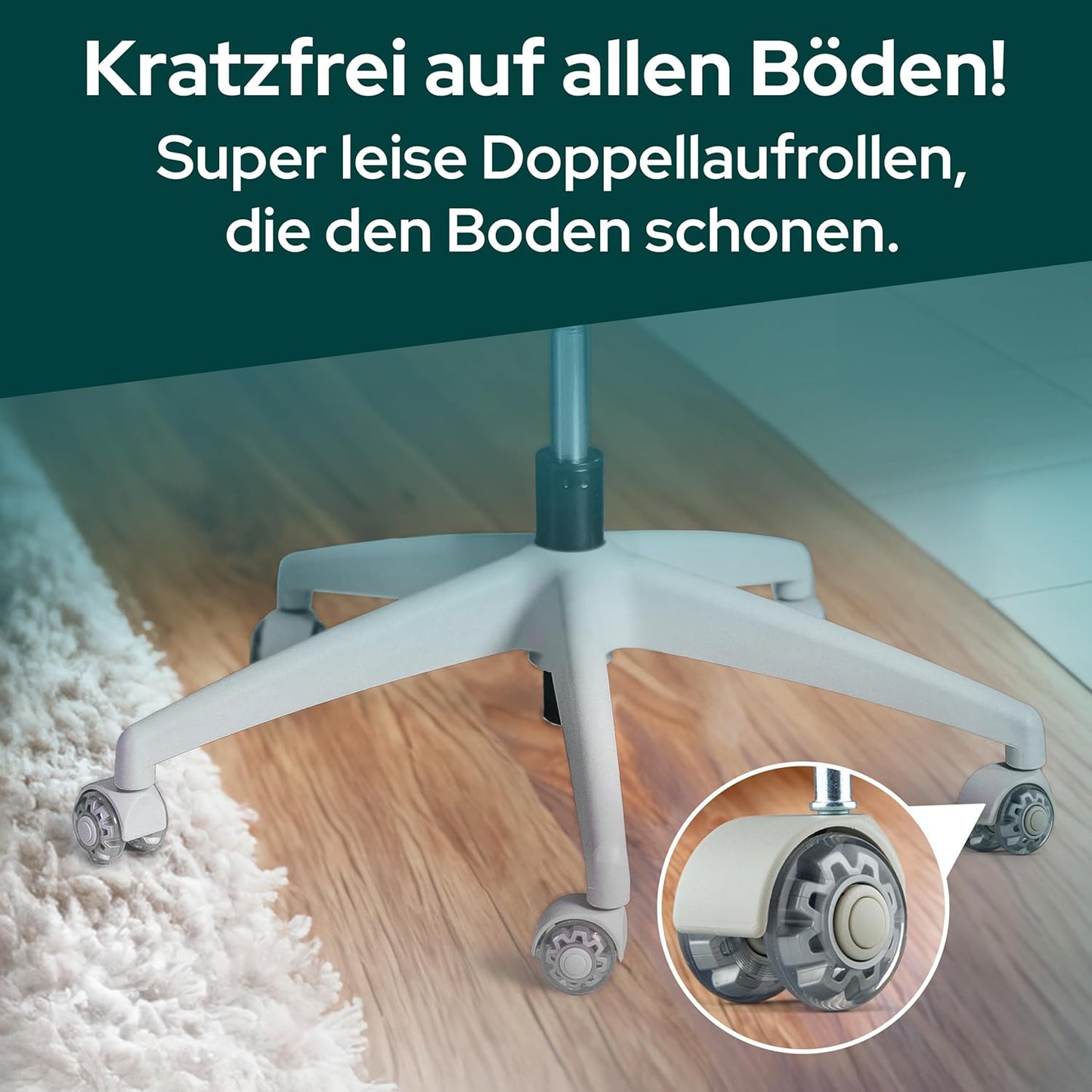 Ergonomischer Bürostuhl mit Armlehnen, Mit Kopfstütze / Hellgrau/ Grau