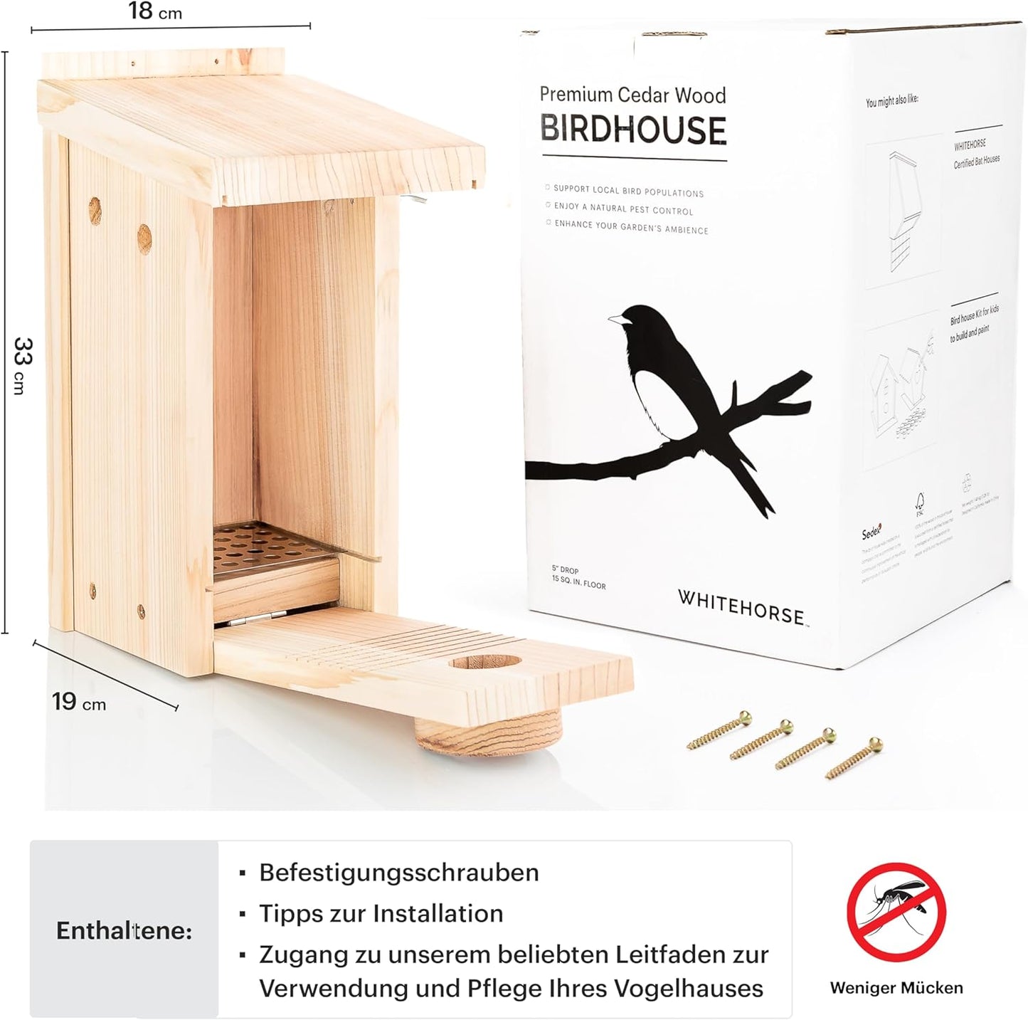 Premium-Vogelhaus und Nistkasten aus Zedernholz, Vogelhaus