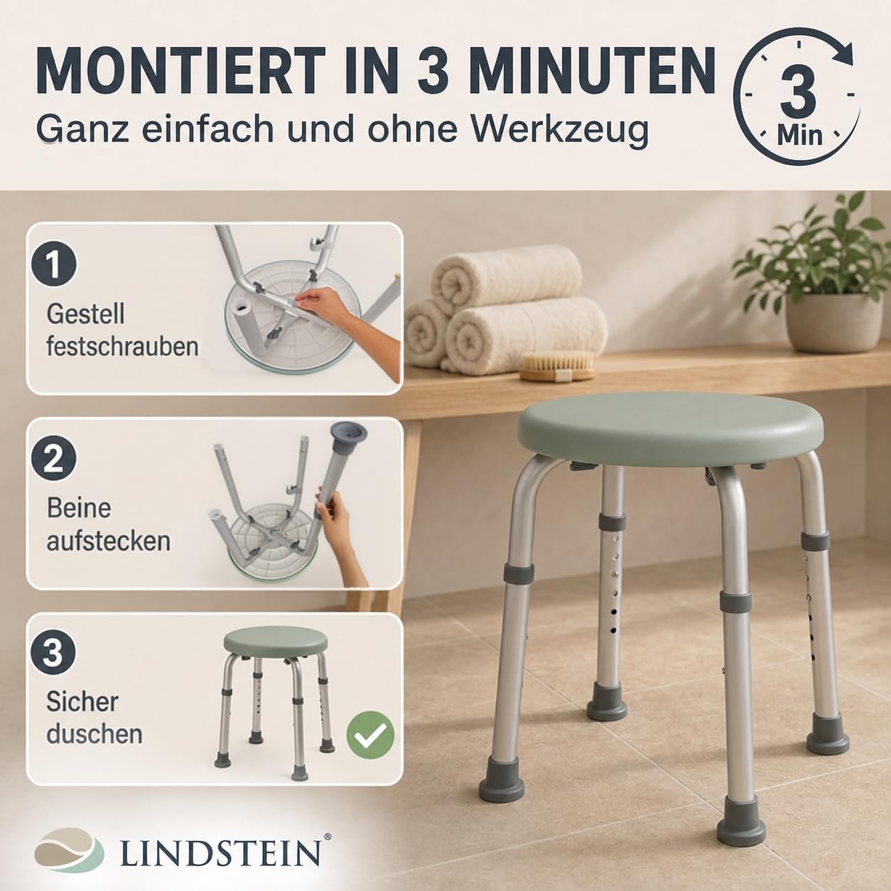 Drehbarer Duschhocker für Senioren