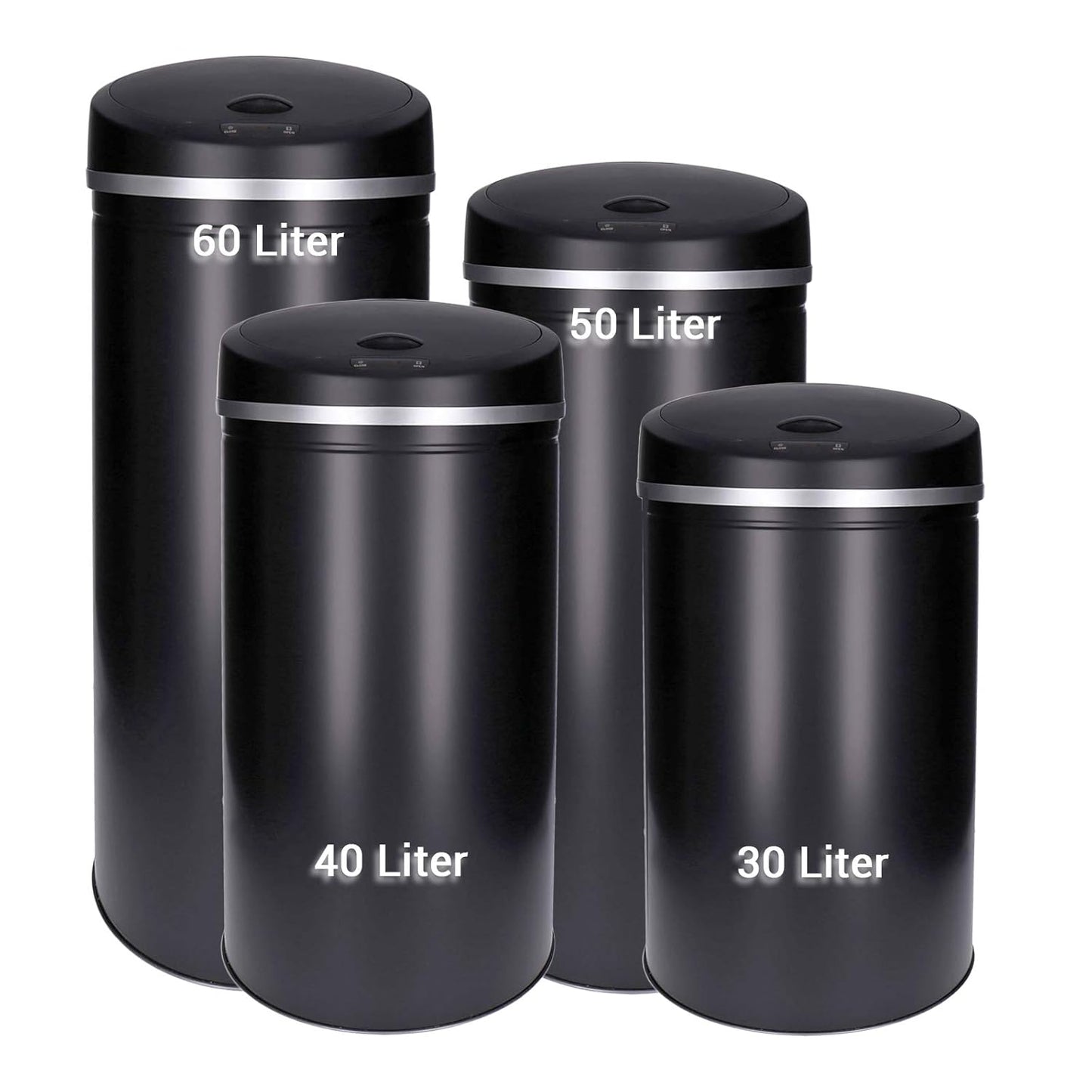 Mülleimer mit Sensor (40 L), 40 Liter Schwarz - Rund