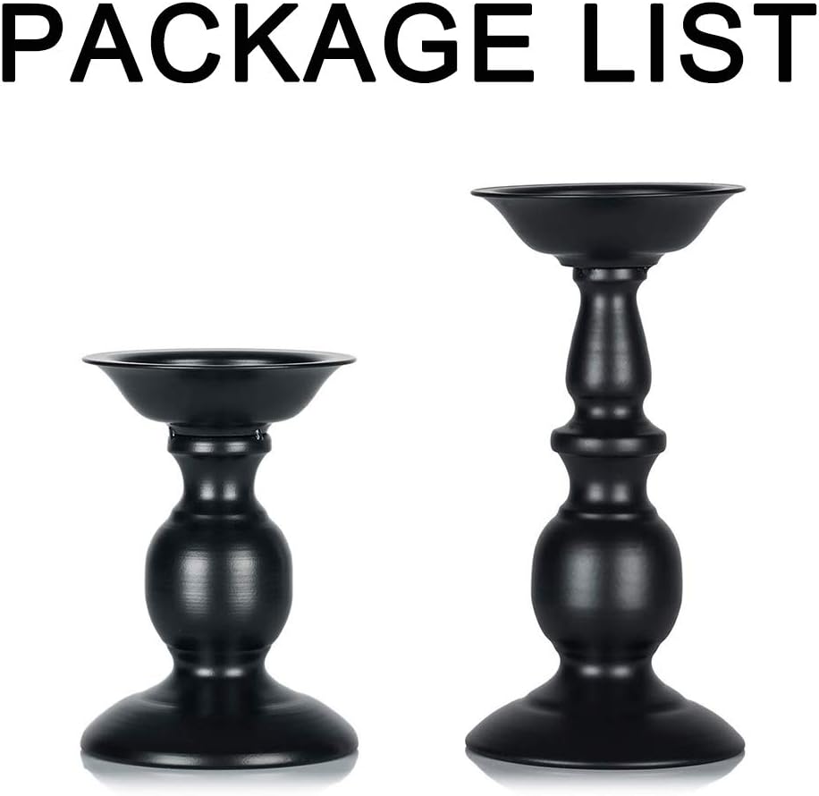 2-teiliges Kerzenständer-Set, Schwarz Klein+Groß