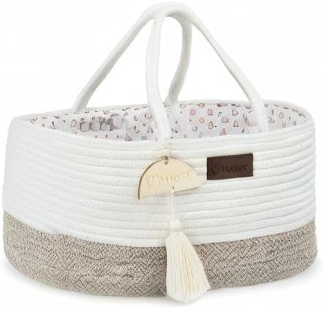 Wickeltisch Organizer mit herausnehmbaren Fächern, Weiß Beige