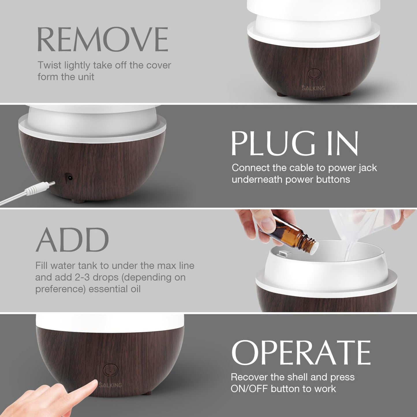 Aroma Diffuser, 2 Stück, Schwarz Holzmaserung-2er