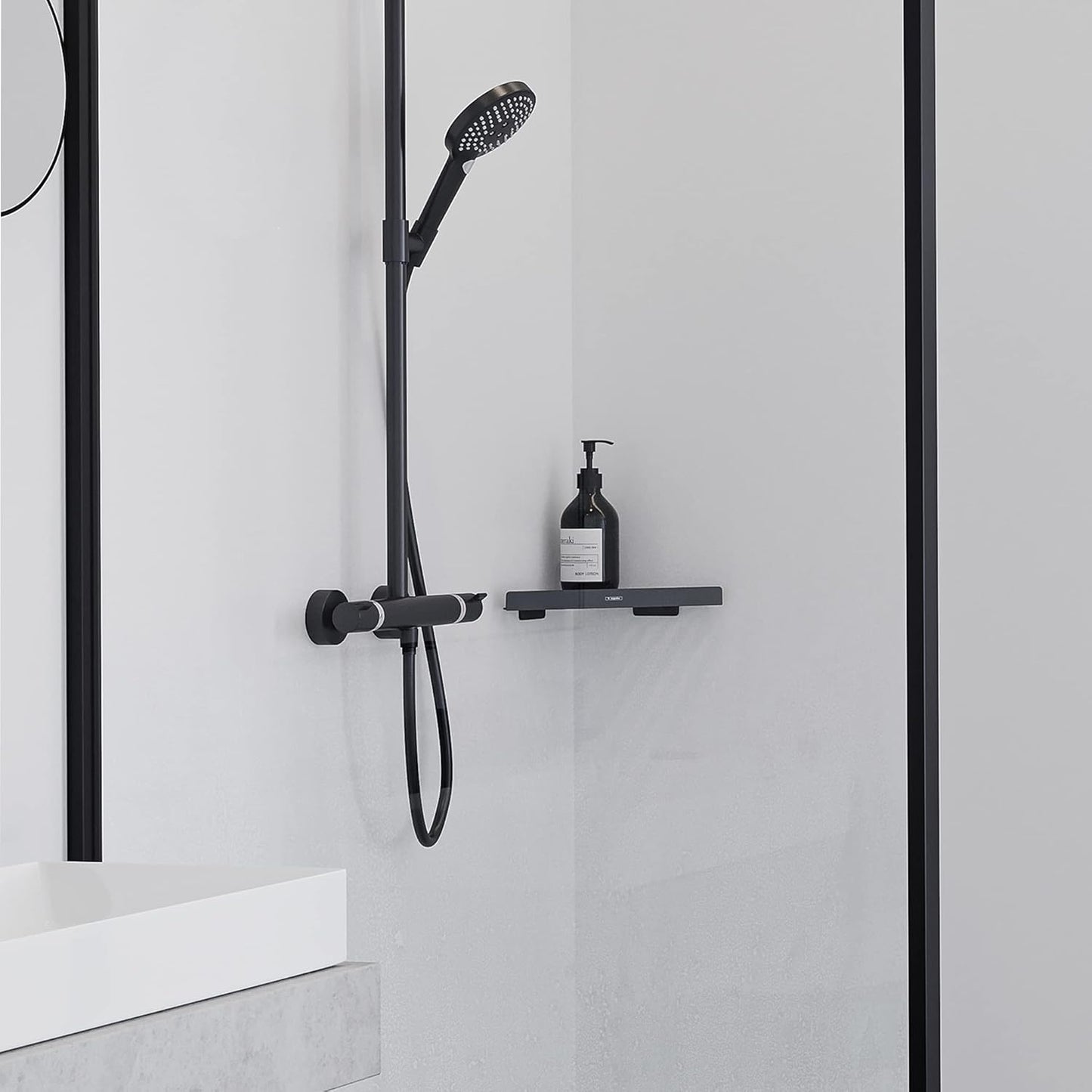 Duschablage Eckregal für Badezimmer, Mattschwarz Korb