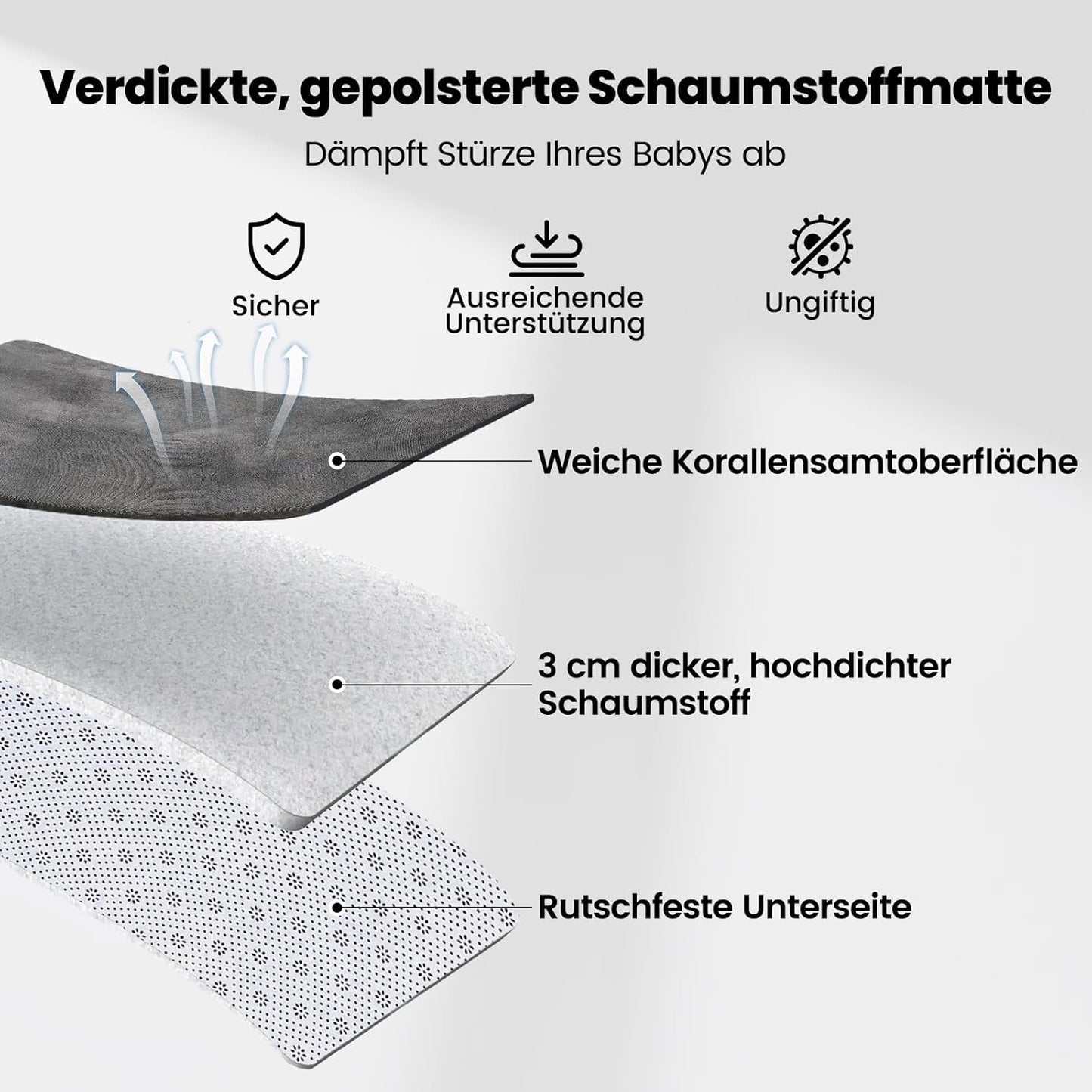 Krabbelmatte, Dunkelgrau 150cmx180cm