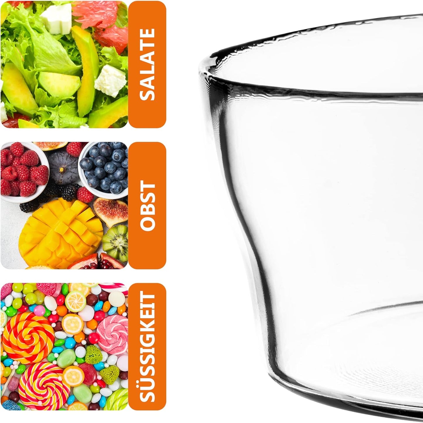 Runde Glasschale für Salat oder Obst