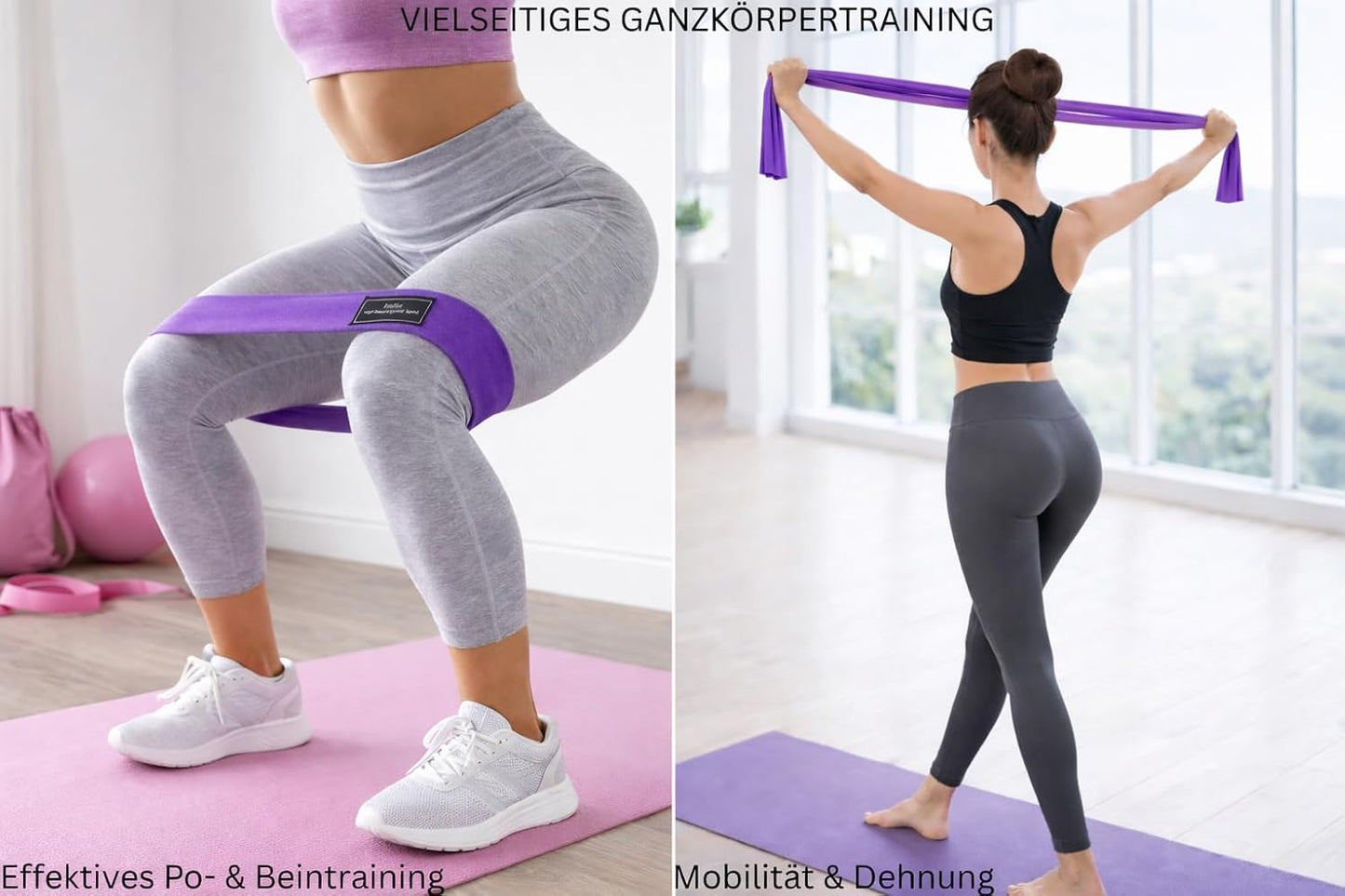 Pilates-Trainingsset mit Widerstandsbändern & Pilatesball, Violett