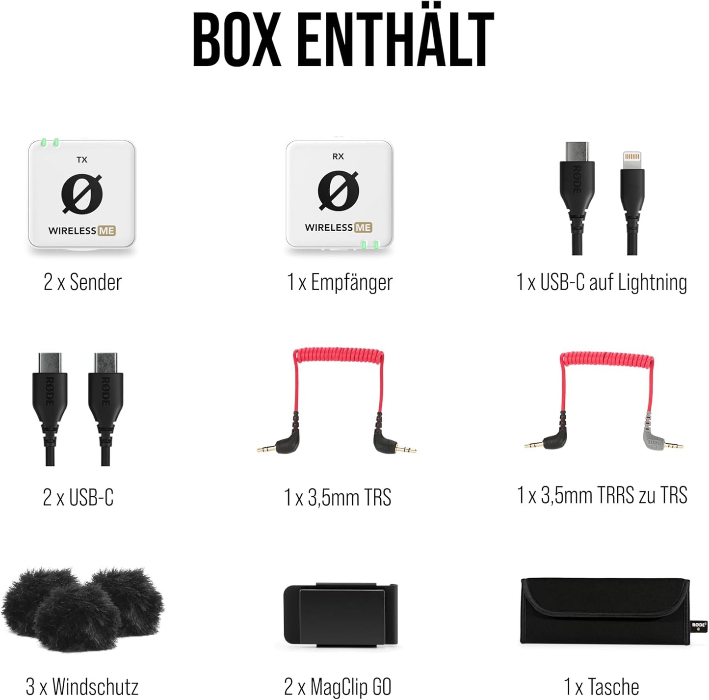 Drahtloses Mikrofonsystem mit GainAssist 100m Reichweite, Wireless ME Dual White