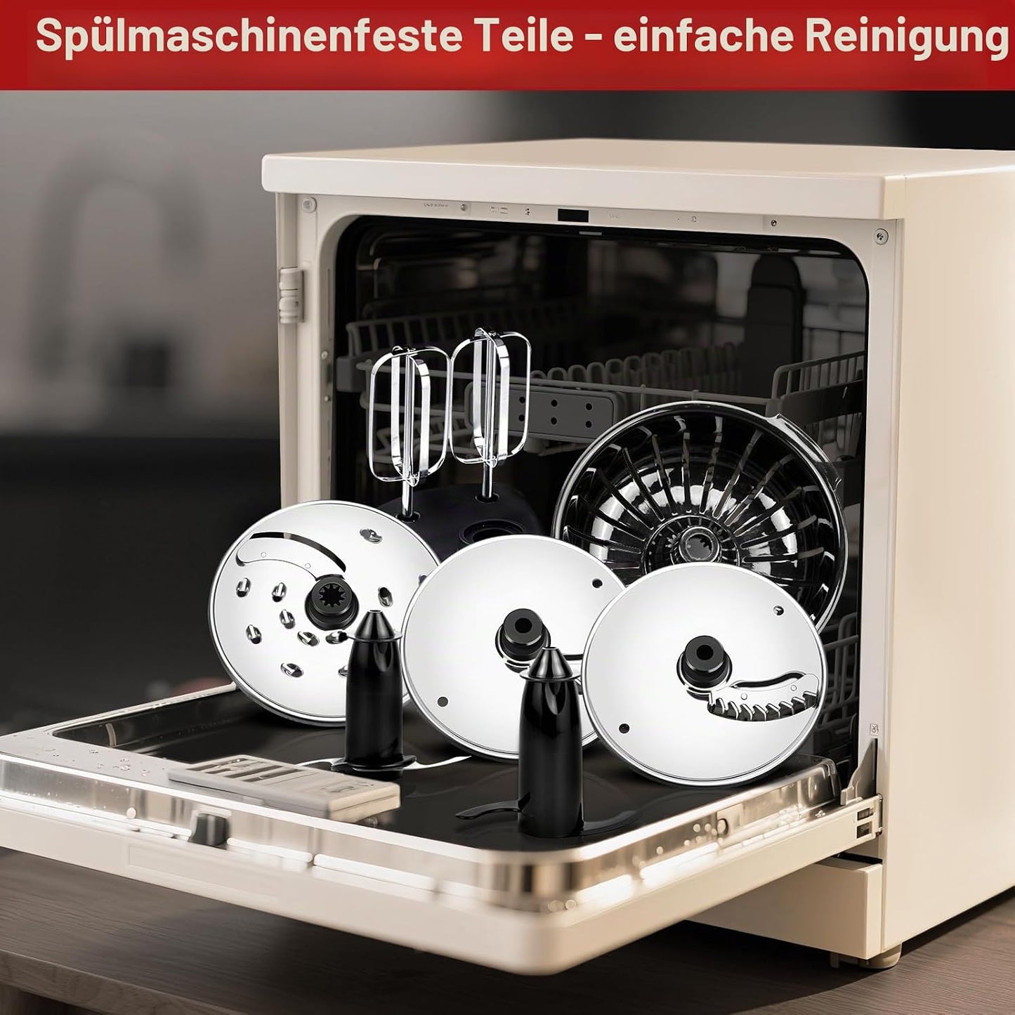 Multifunktionale Küchenmaschine mit Zubehör, Silber