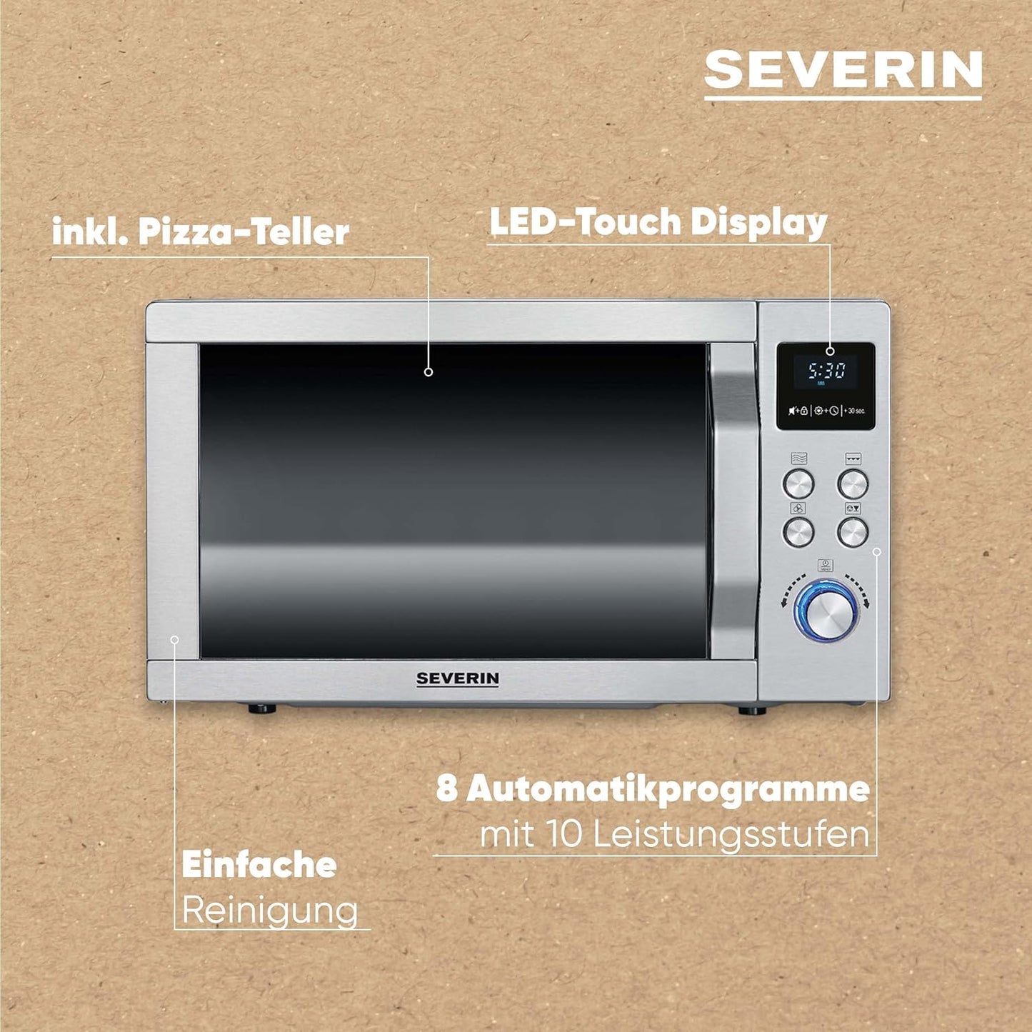 MW 7774 Mikrowelle mit Grill- und Heissluftfunktion, Grill- & Heissluftfunktion, 25 L, 1950 W