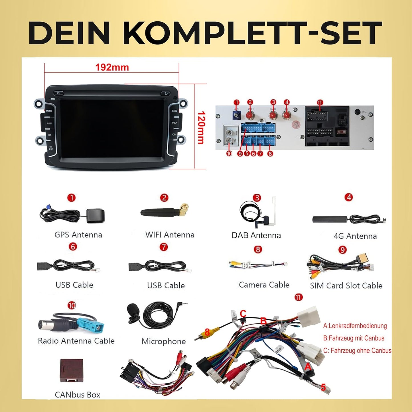 AR7-L2 Android 14 Autoradio mit Navigation für Dacia Duster/Logan/Sandero/Dokker/Lodgy, AR7-L2