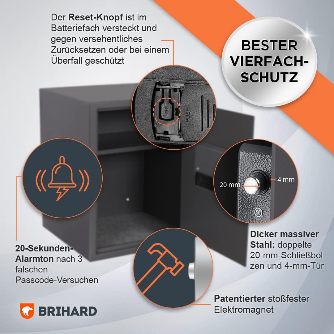 Betriebstresor mit Zahlenschloss und LCD-Display, Business XL (50x35x36cm)