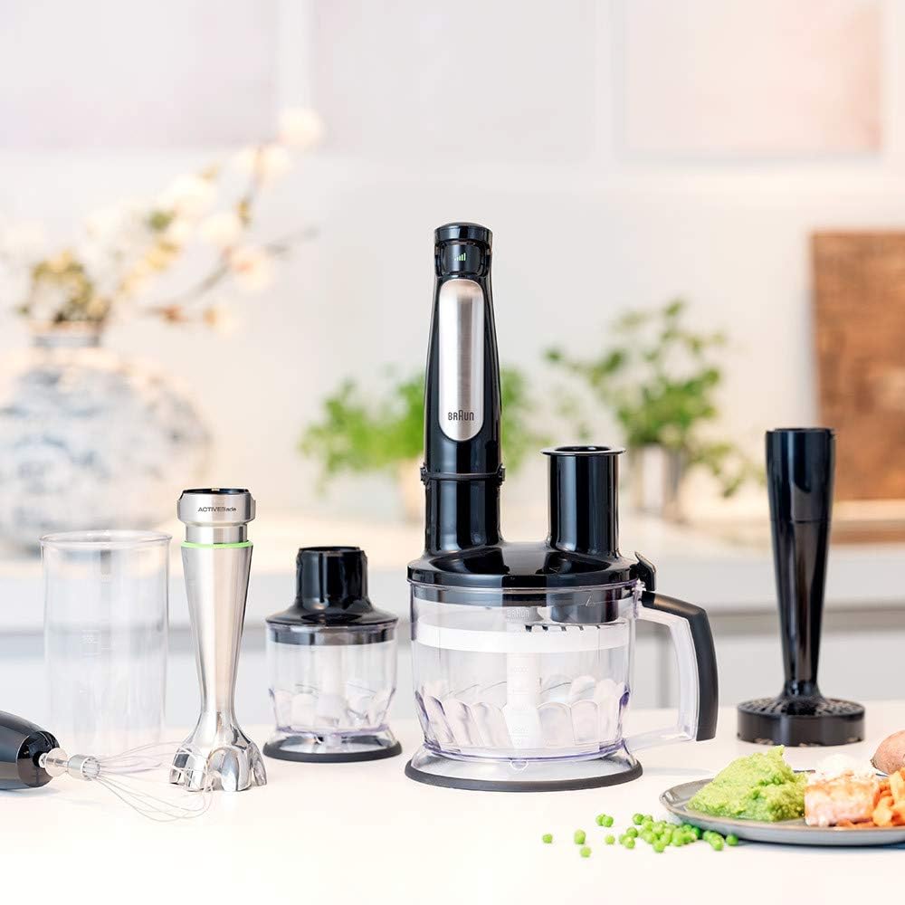 5-teiliges MultiQuick 7 Stabmixer-Set, Kartoffel- und Gemüsestampfer Schwarz