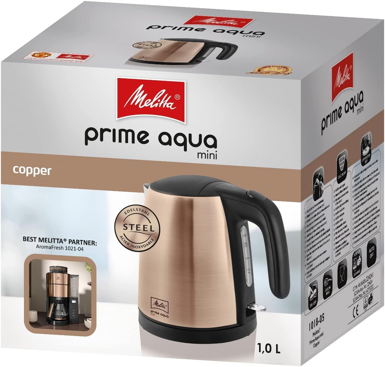 Prime Aqua mini Wasserkocher 1018-05, Kupfer