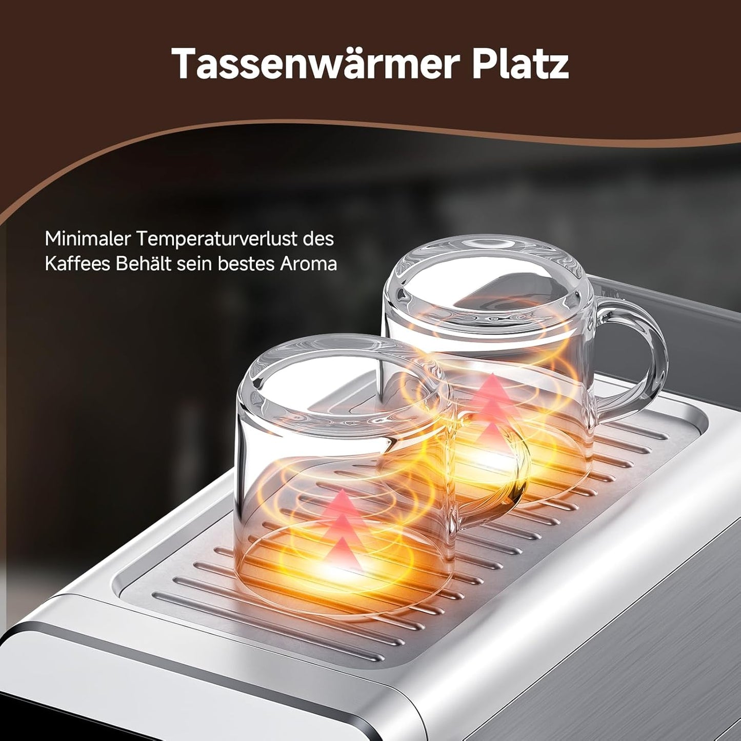 Siebträgermaschine mit LED-Anzeige (2-in-1), Silbrig