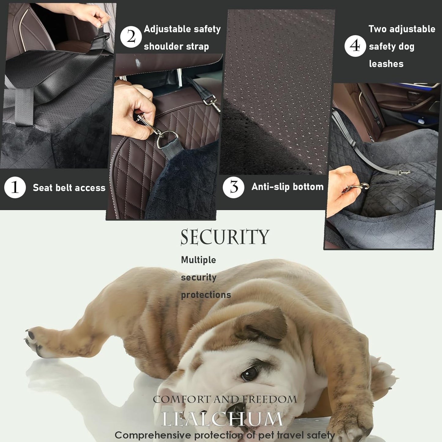 Hunde-Autositz für kleine und mittelgrosse Hunde, Black/Brown Medium