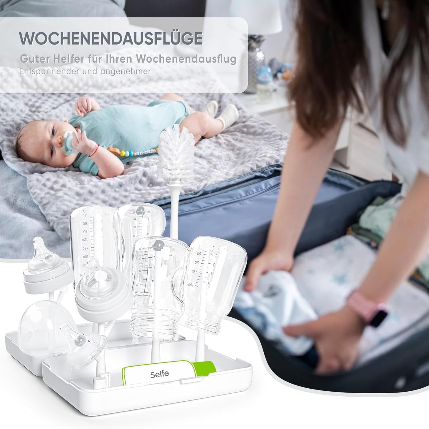 Reise-Trockengestell für Babyflaschen, Weiss&reisen