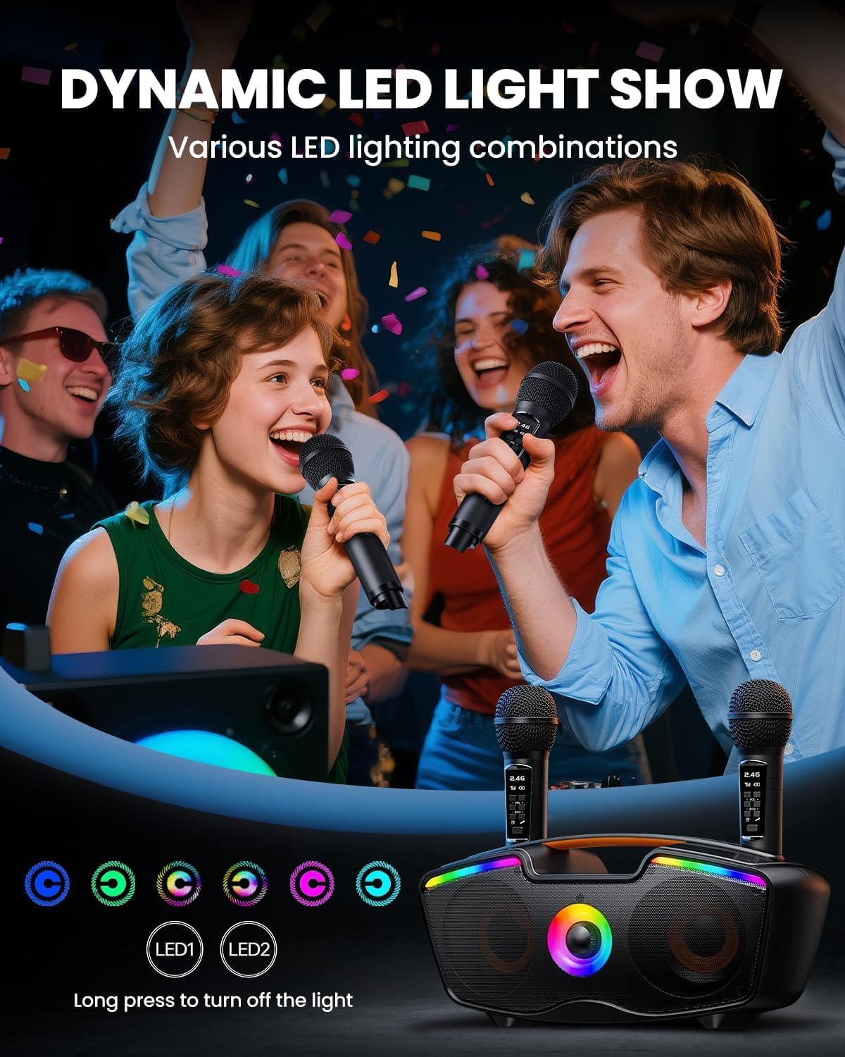 Bluetooth-Karaoke-Maschine SD-219 mit 2 Mikrofonen