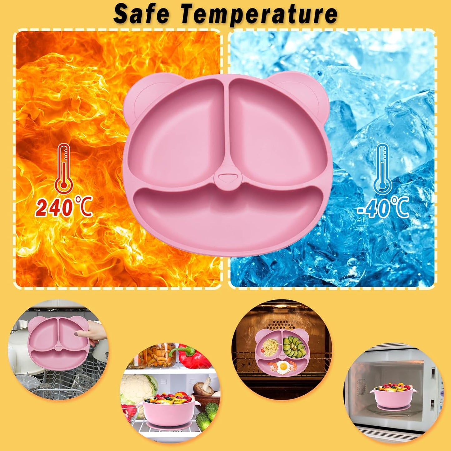 10-teiliges Baby-Geschirrset, Rosa
