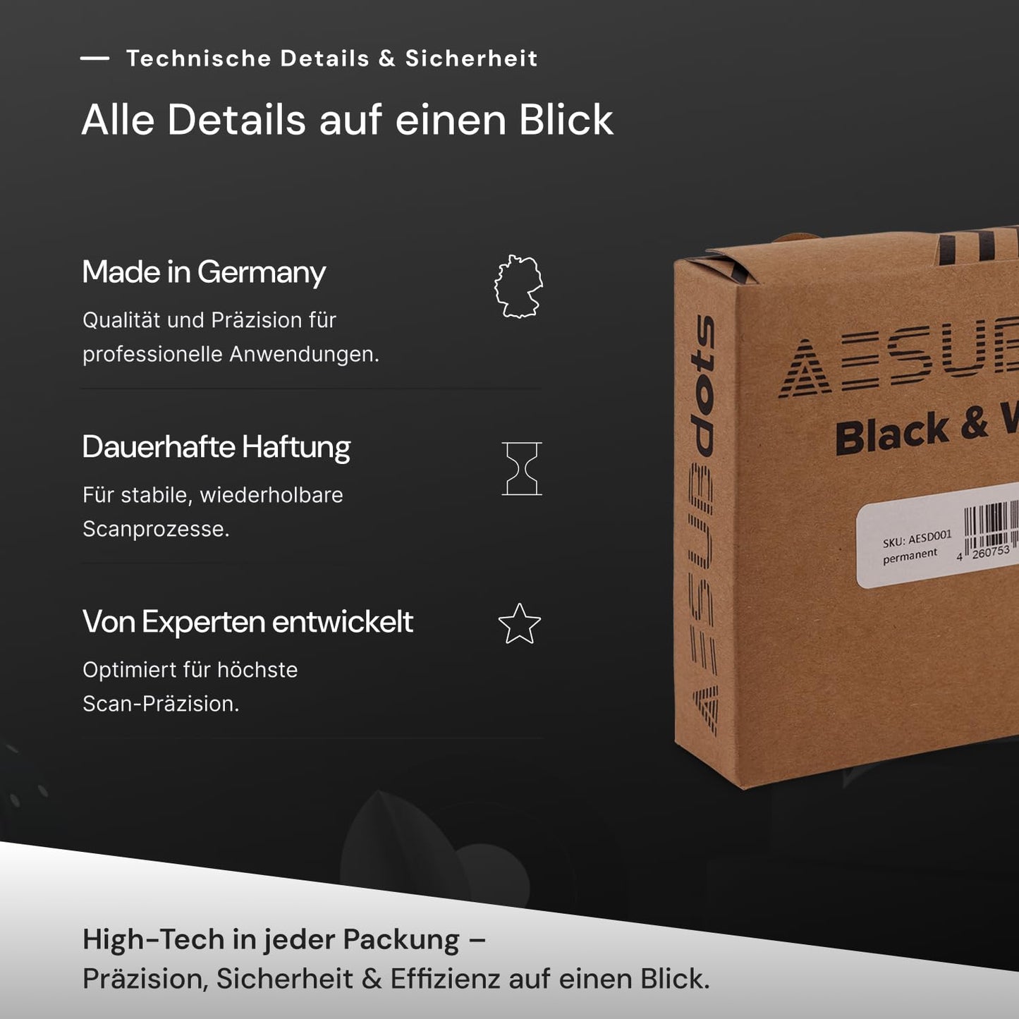 Weisse Referenzpunkte für 3D-Scanner, 1,5 mm Schwarz & Weiß