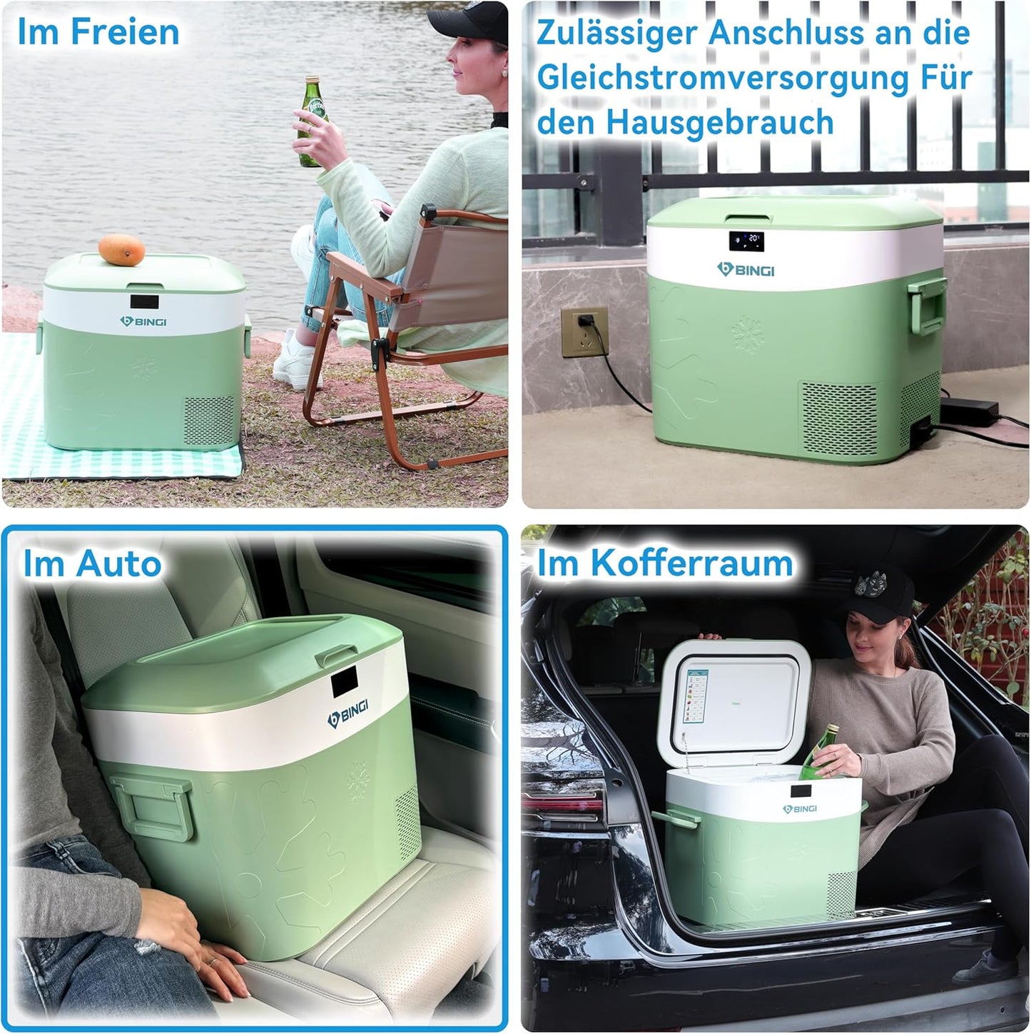 Tragbare Kühlbox für Auto & Camping, 22 Liter Grün