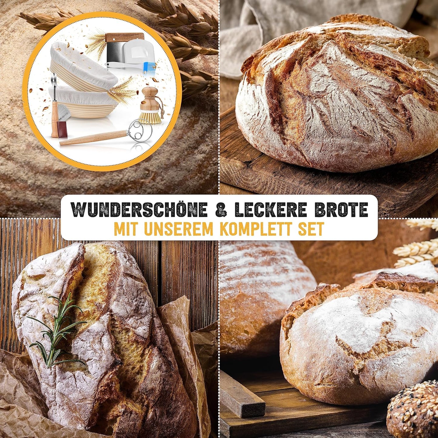 Gärkörbchen-Set inkl. Zubehör, Oval/Rund