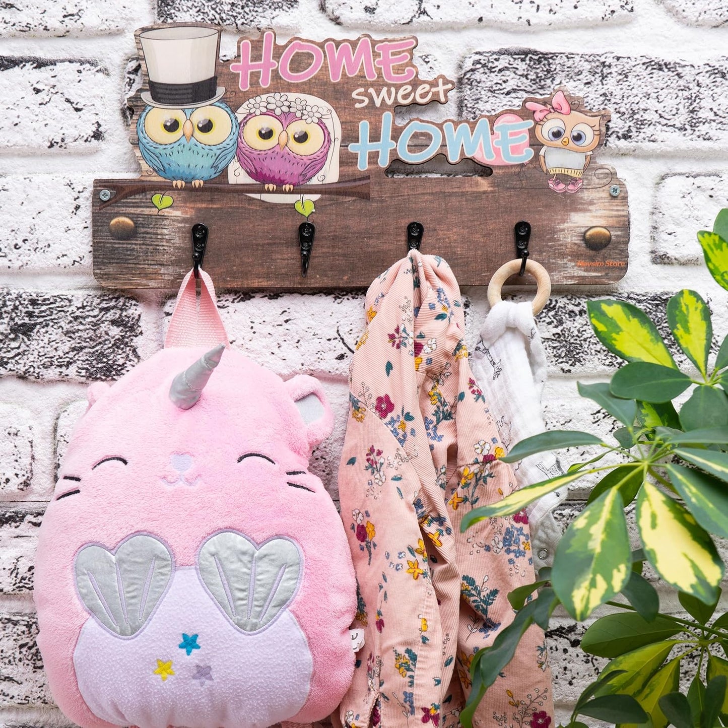 2er-Set Kindergarderobe mit Haken, 2 Stück Home Sweet Home