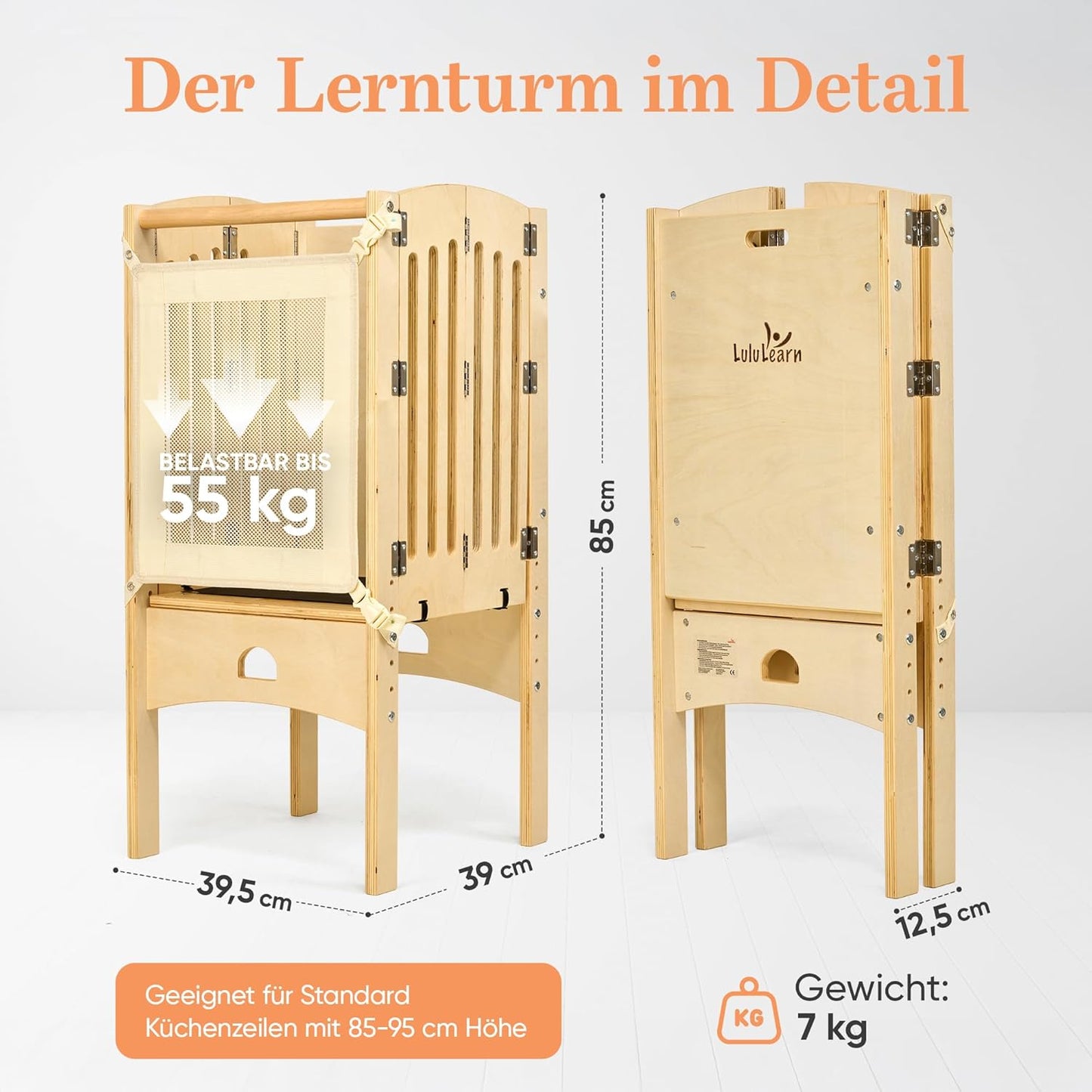 Faltbarer Lernturm ab 1 Jahr, Natural