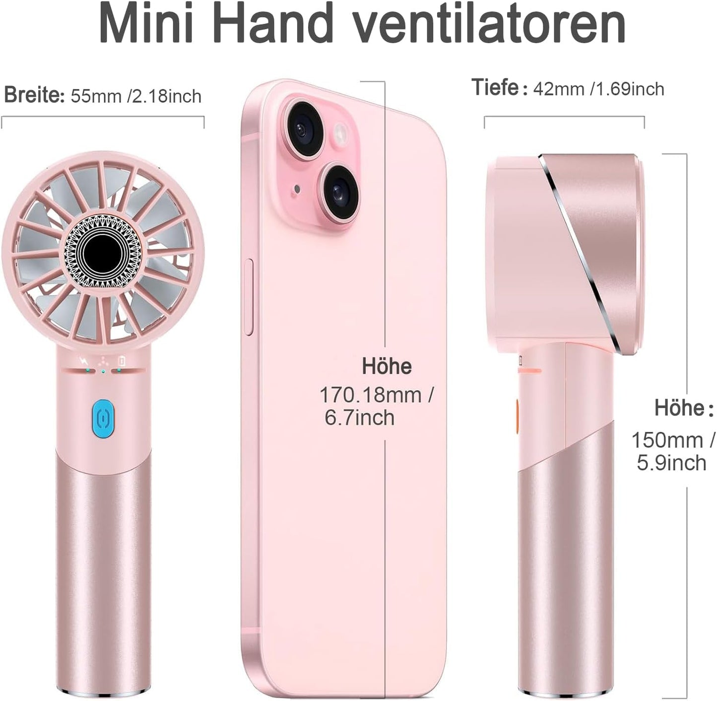 Mini-Handventilator, Rosa