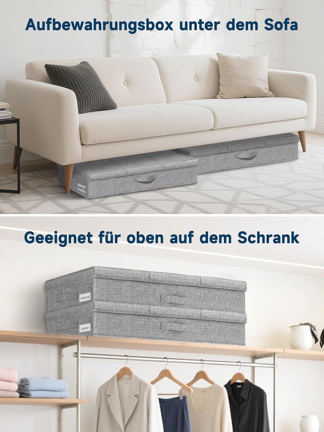 2er-Set Unterbettkommode, Grau