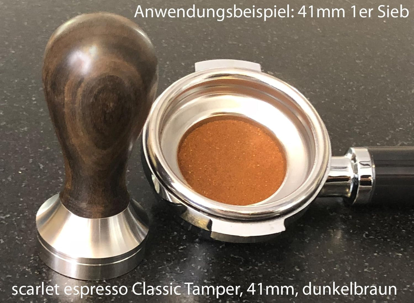 Espresso-Tamper Classic, 41 mm Ebenholz - Schwarz