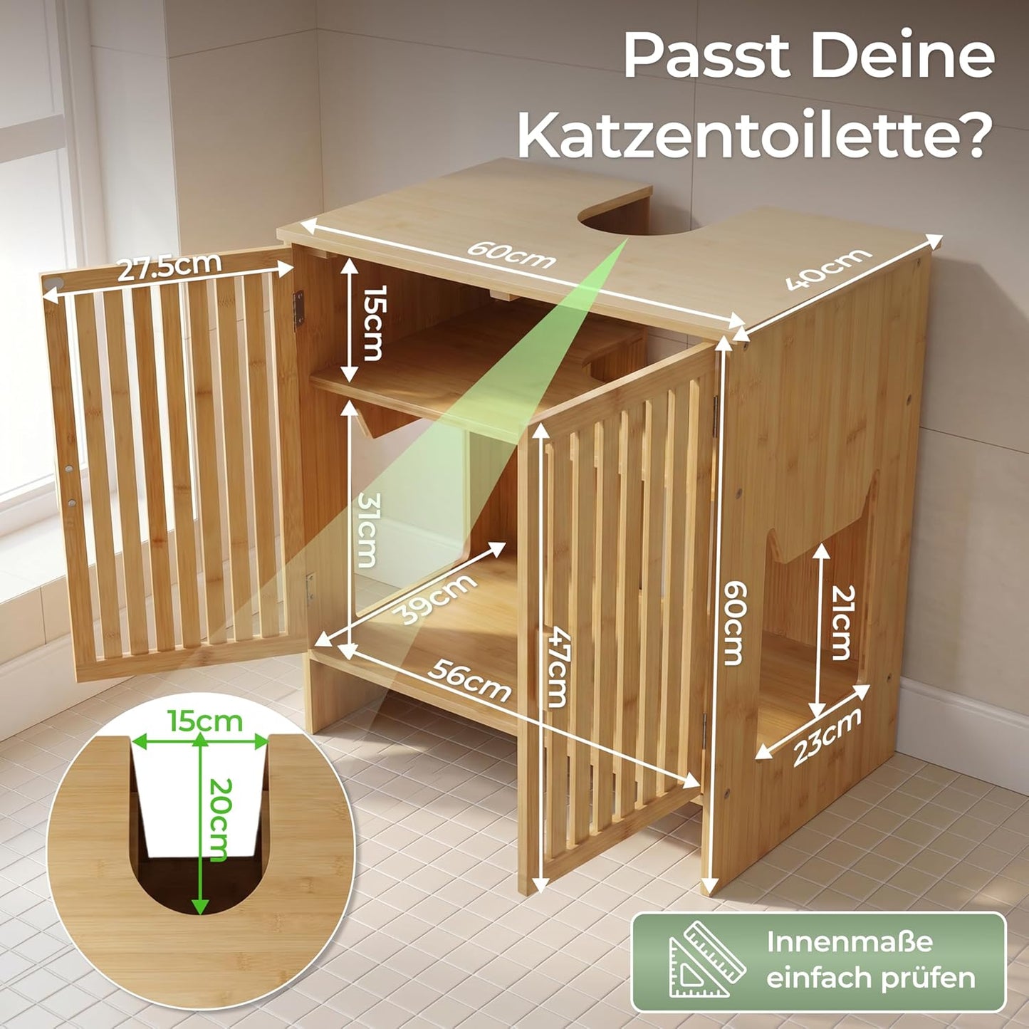 2-in-1 Katzenkloschrank und Waschbeckenunterschrank