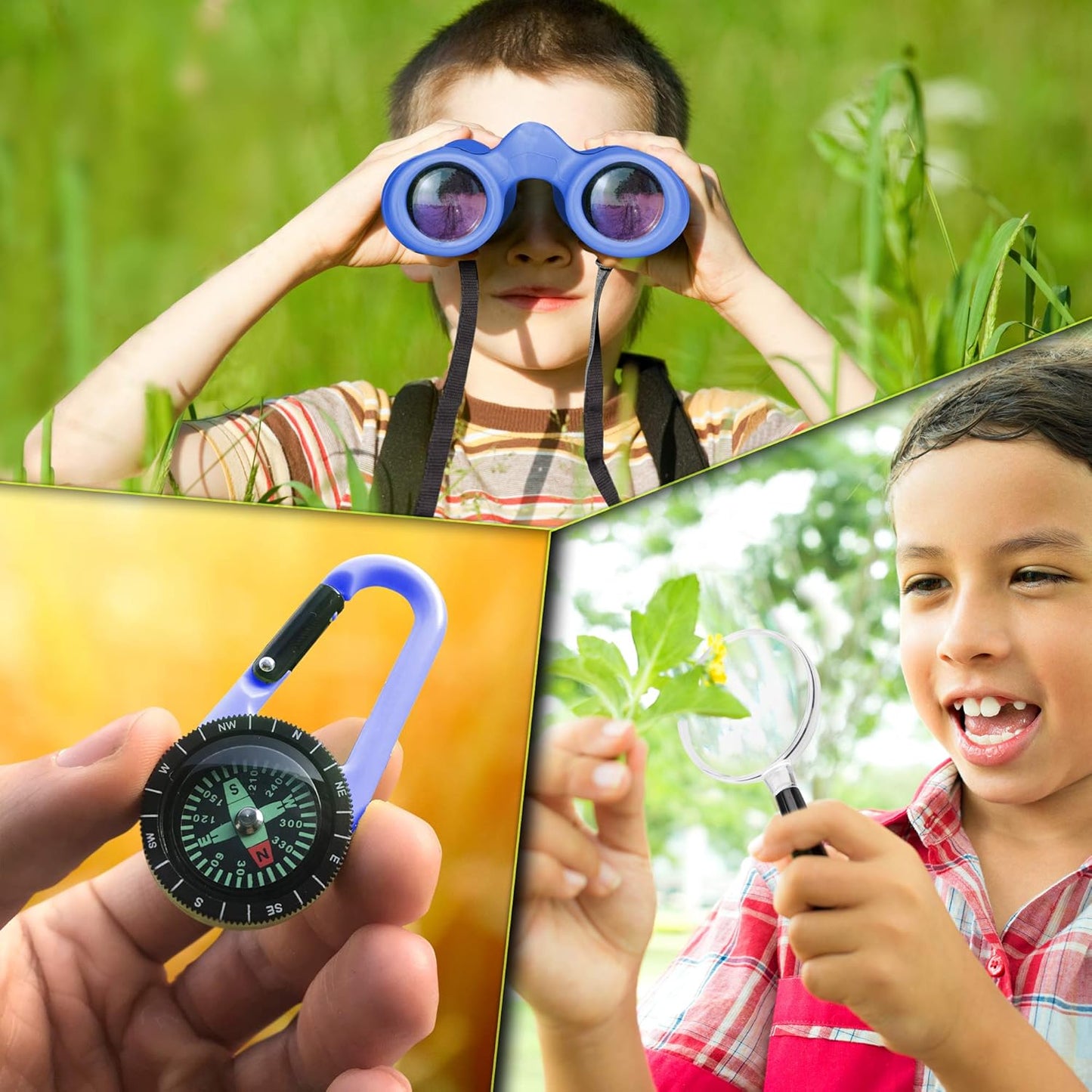 Fernglas-Set für Kinder mit Lupe & Kompass, blau