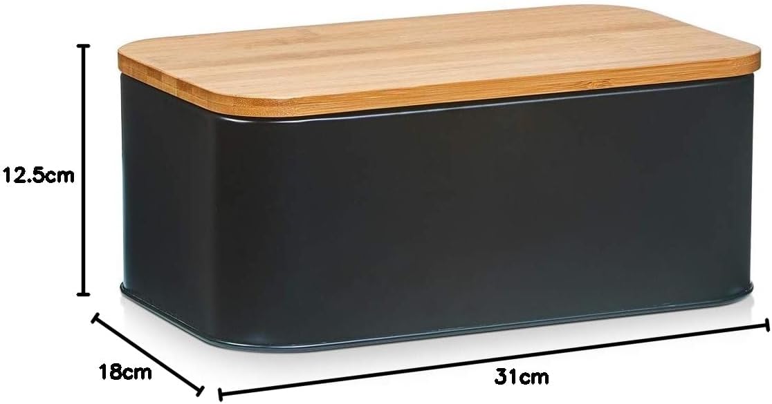 25372 Brotkasten, Schwarz ca. 31 x 18 x 12,5 cm