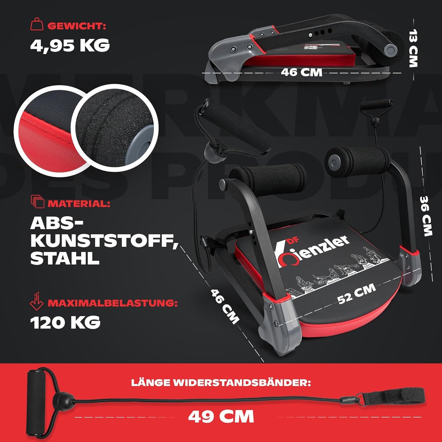 Bauchtrainer & Rückentrainer mit Widerstandsbändern