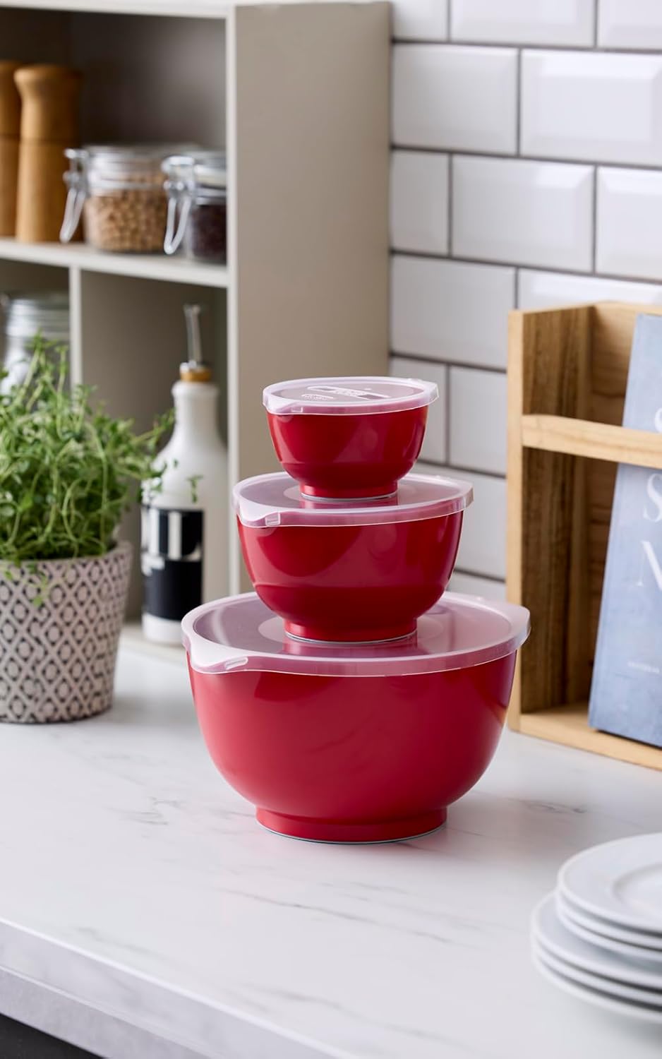 6-teiliges Margrethe Rührschüssel-Set, 22,7 x 22,7 x 15,6 Rot