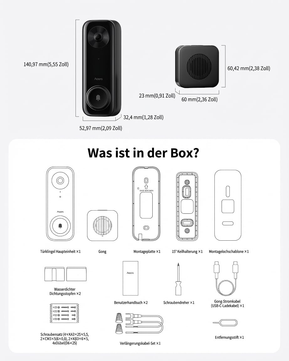 Türklingel-Kamera G400 mit Chime und 2K HD