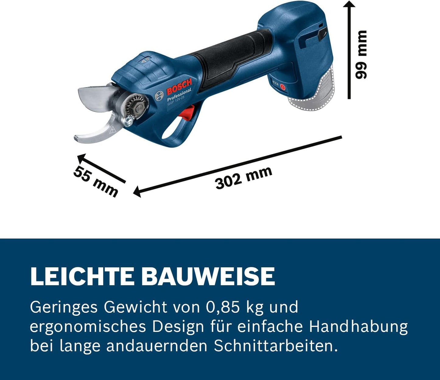 Astschere GGP 12V-25 mit bürstenlosem Motor