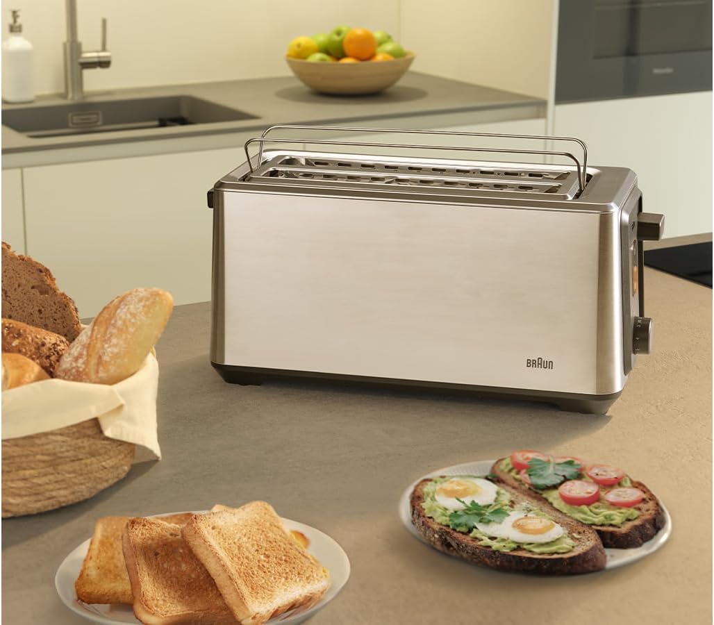 Langschlitz-Toaster mit Brötchenaufsatz, 8 Stufen, 1470 W, 2 Schlitze