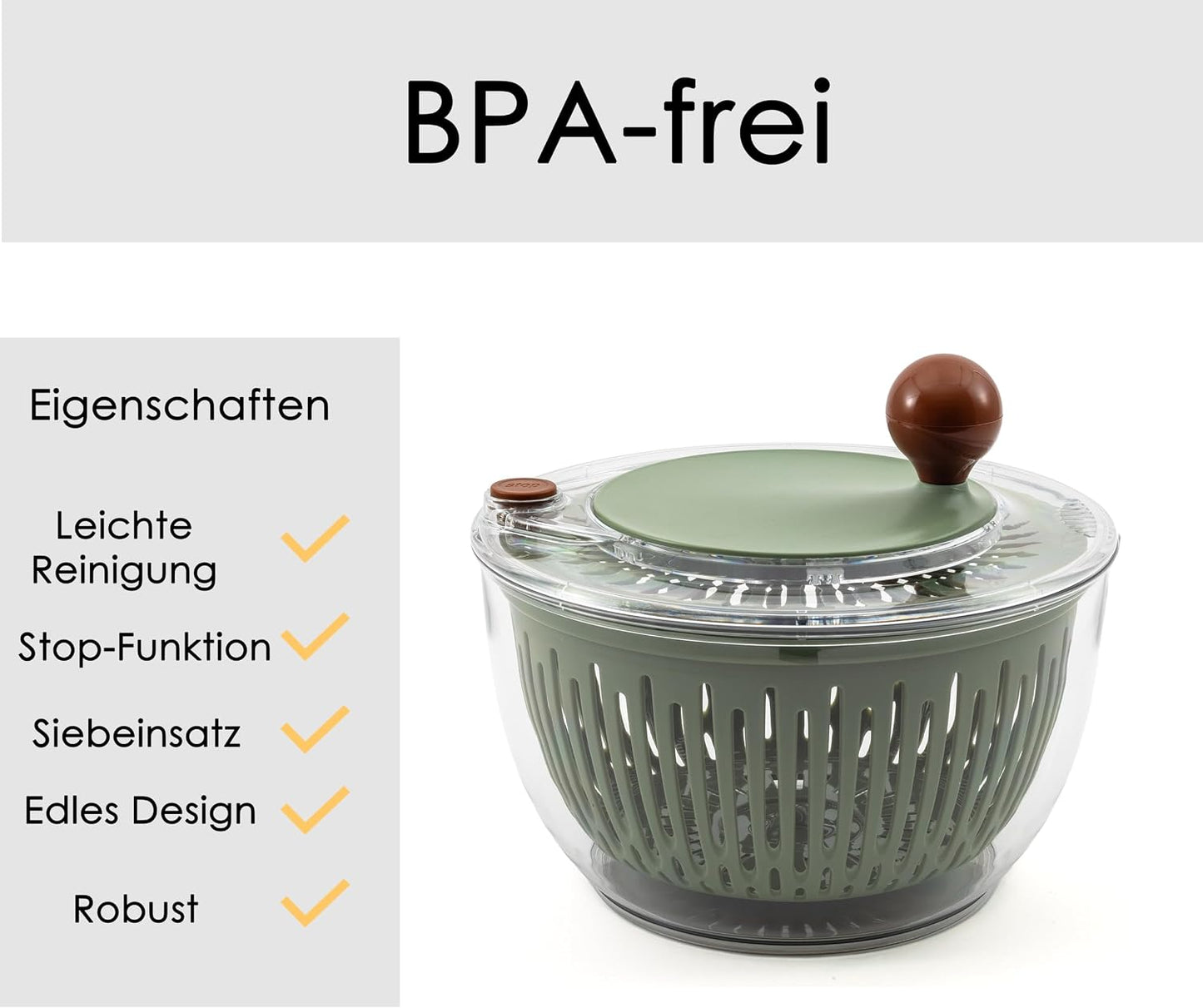 Salatschleuder mit Kurbelantrieb