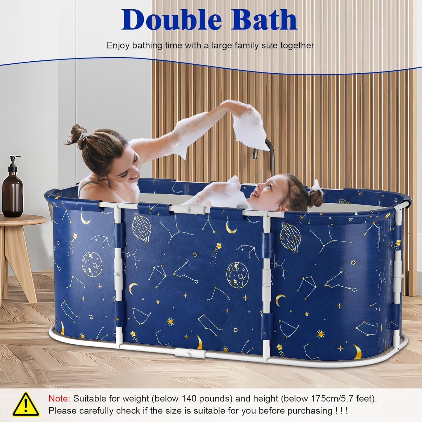 Faltbare Badewanne mit Abflussrohr, Indigoblau