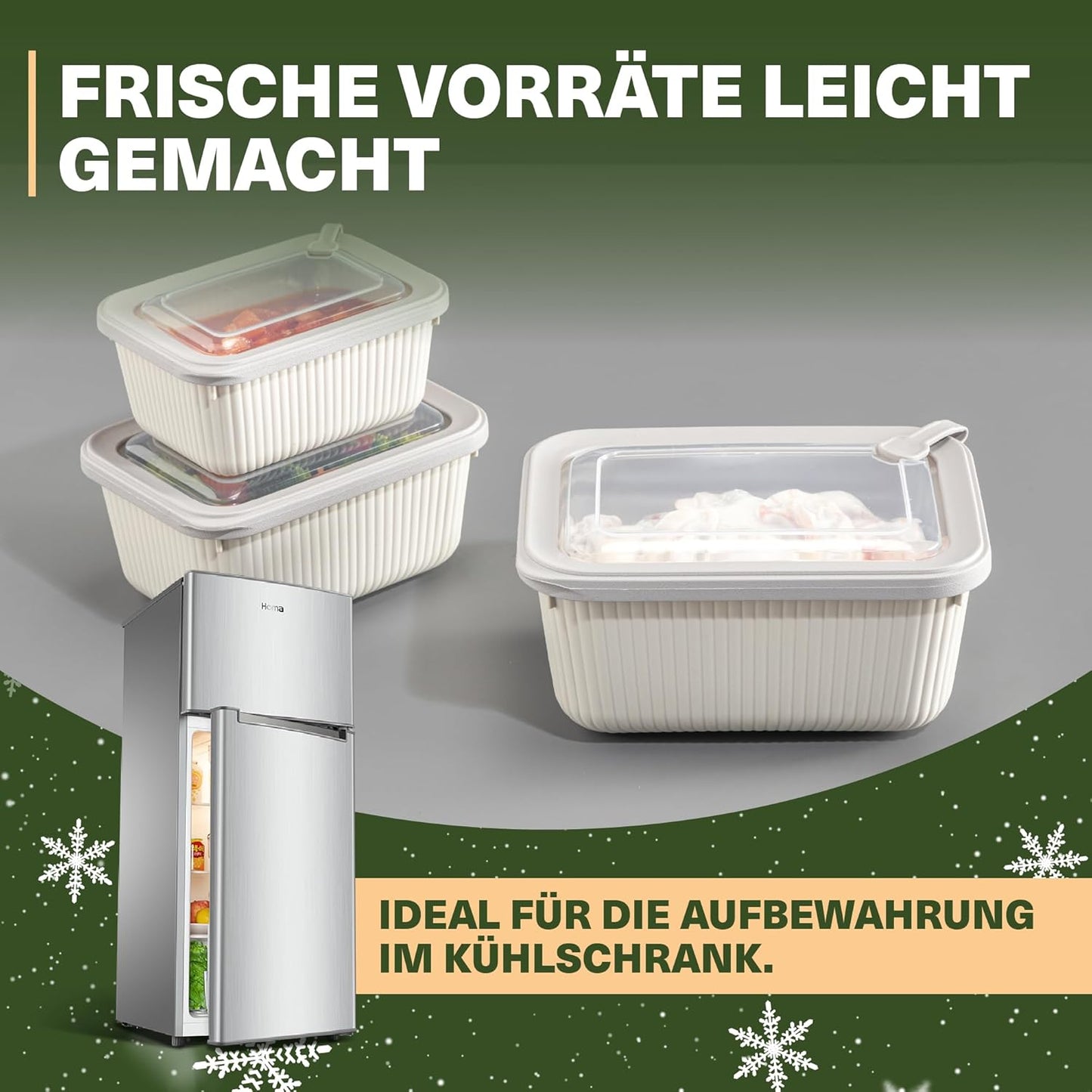 6er-Set Frischhaltedosen mit Ventildeckel, Beige 6er Set Rechteckig